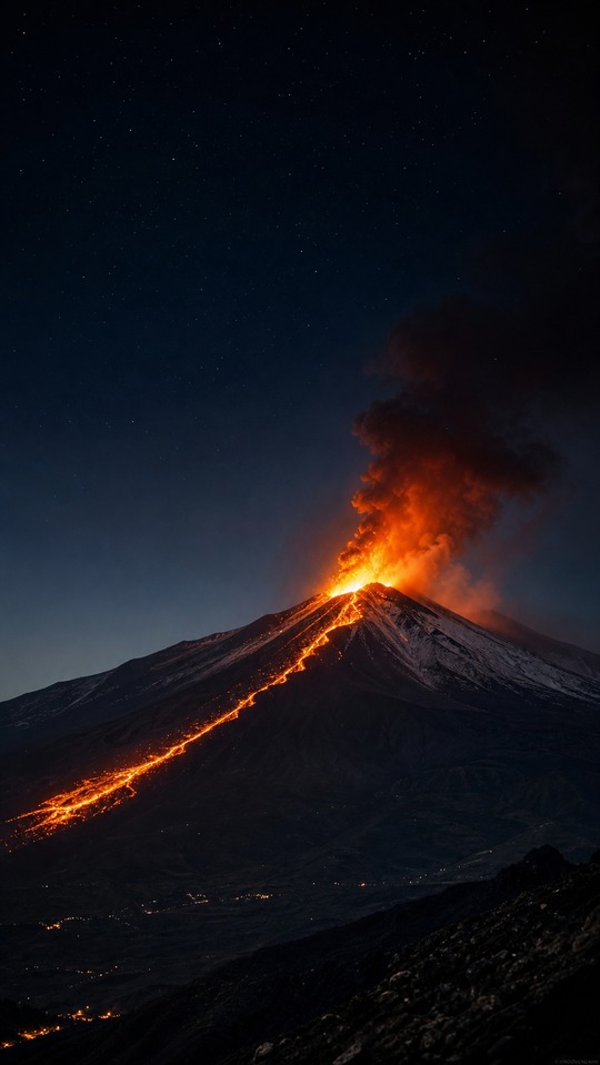 Mt Etna Volcanic Eruption Night - 4K Phone Backgrounds