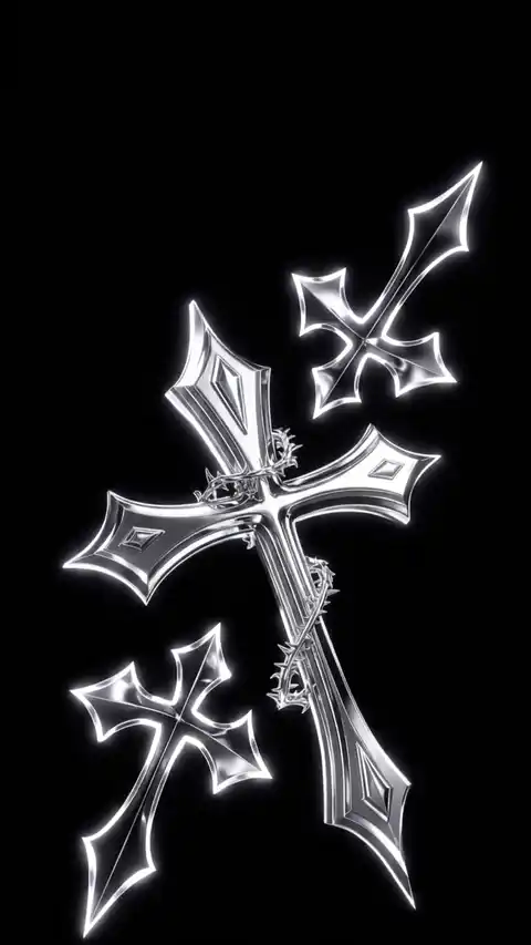 Gothic Chrome Metallic Crosses - Moving Background