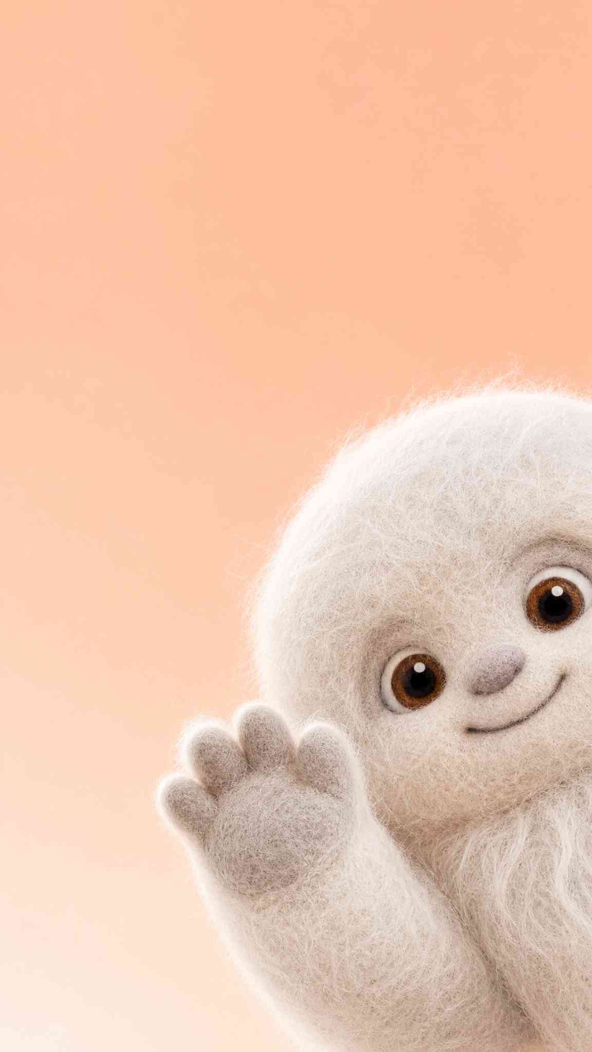 Adorable Fluffy Creature Waving Hello 4K Wallpaper