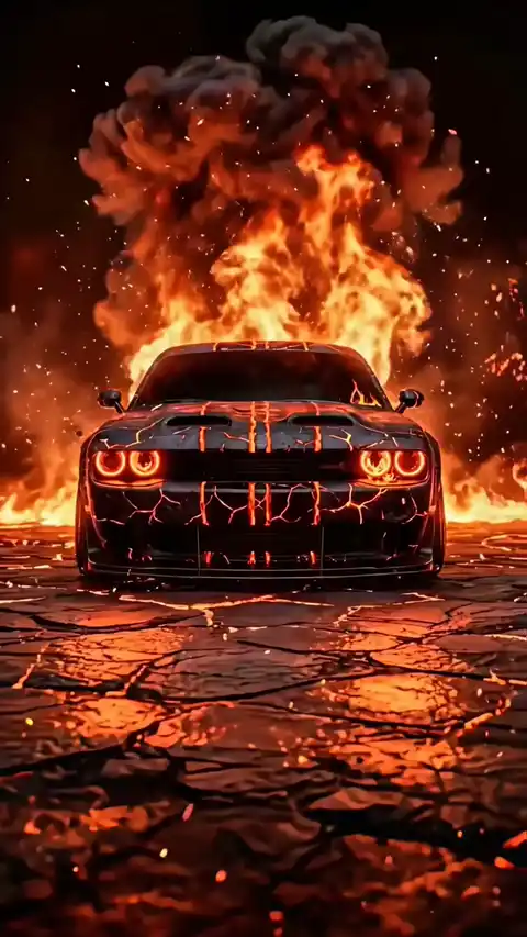 肌肉車火焰與爆炸 - 動態壁紙