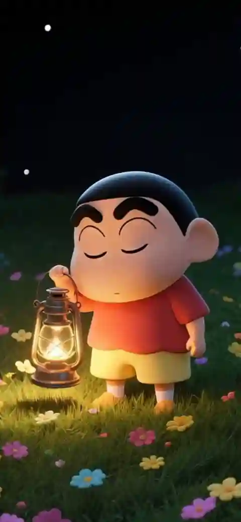3D クレヨンしんちゃん 夜のランタン 動く壁紙