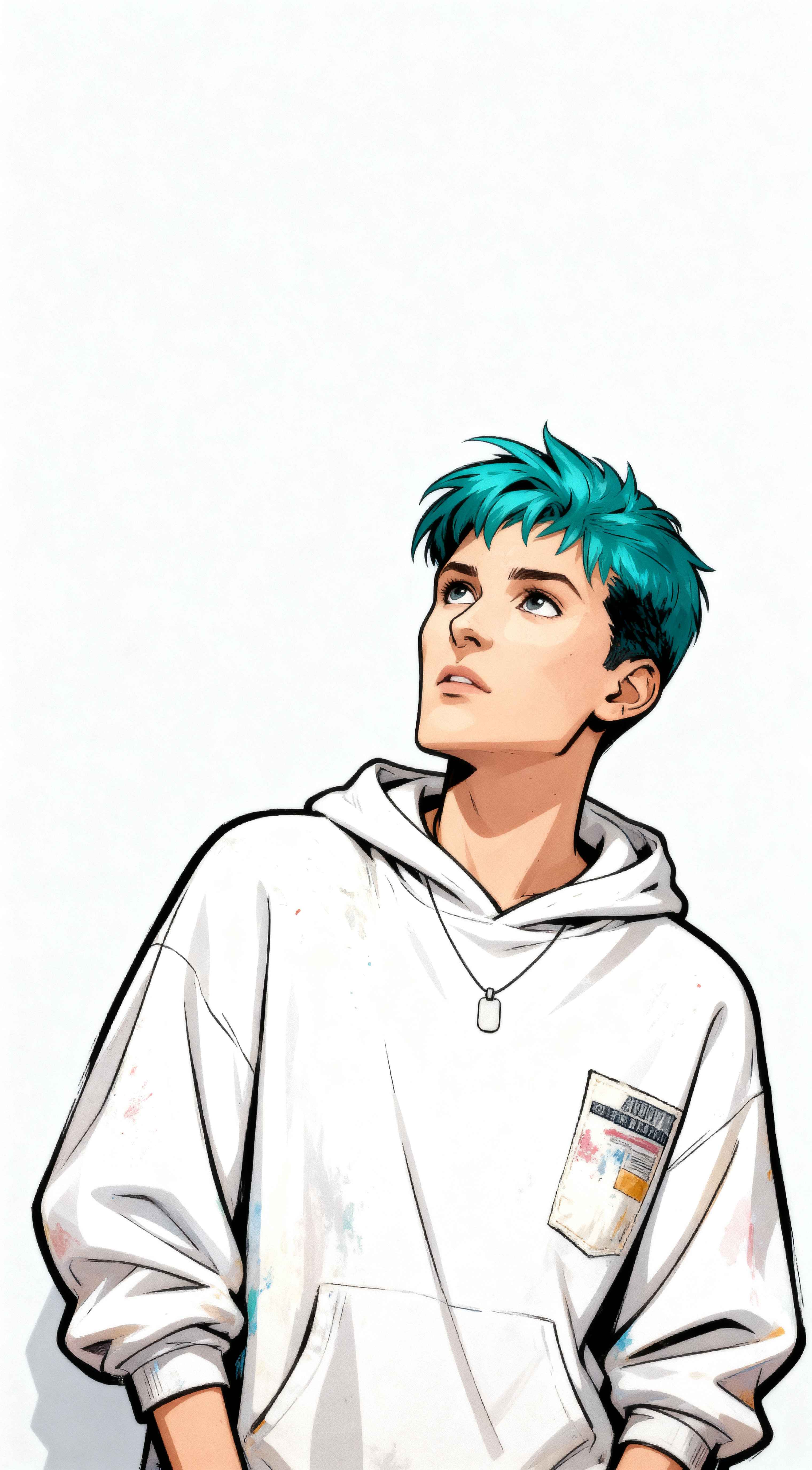 Anime Junge mit türkisen Haaren - 4K Wallpaper