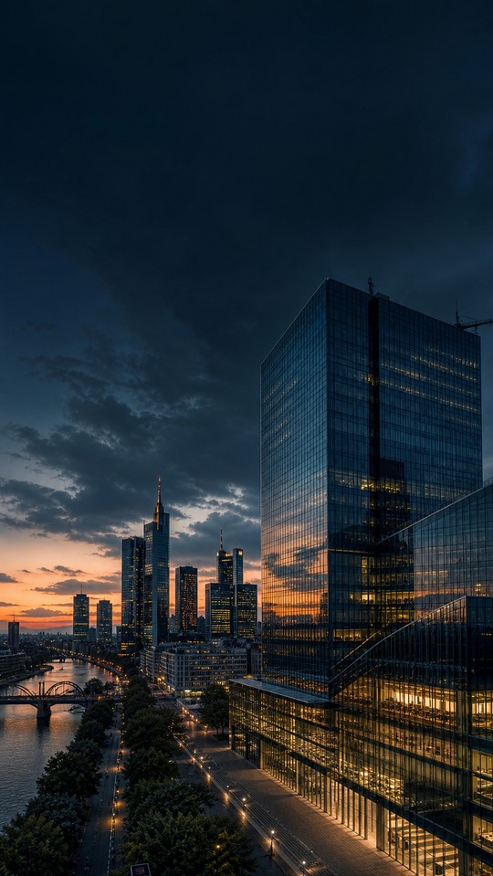 Deutsche Bank AG Frankfurt Cityscape - 4K Wallpaper