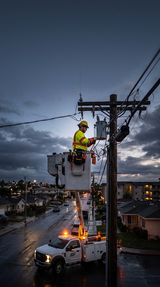 SDGE Power Outage Restoration - 4K Lineman Wallpaper