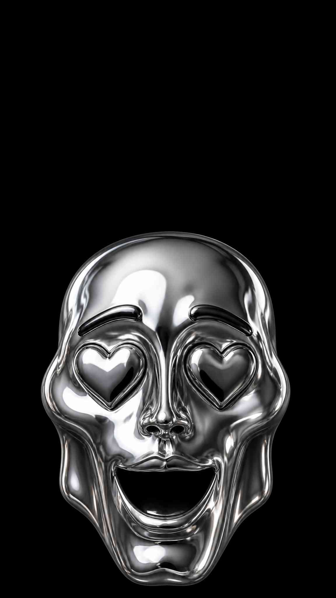 Metallic Heart Eyes Skull 3d - 4K Wallpaper
