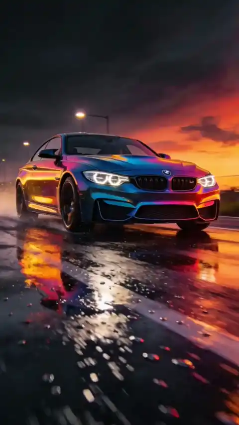 BMW M4 Rainy Sunset Motion - Live Wallpaper