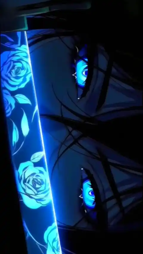 Dunkles Anime Katana mit blauen Rosen Live Hintergrund