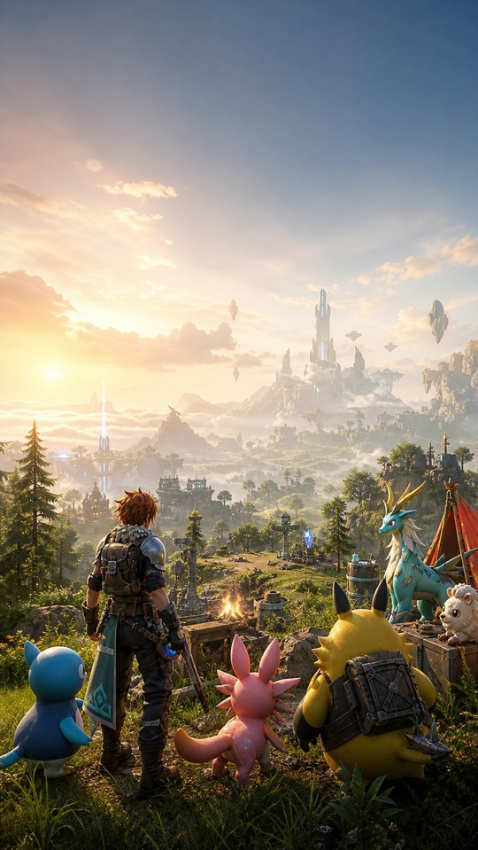 Palworld Adventure Cinematic 4K Phone Wallpaper