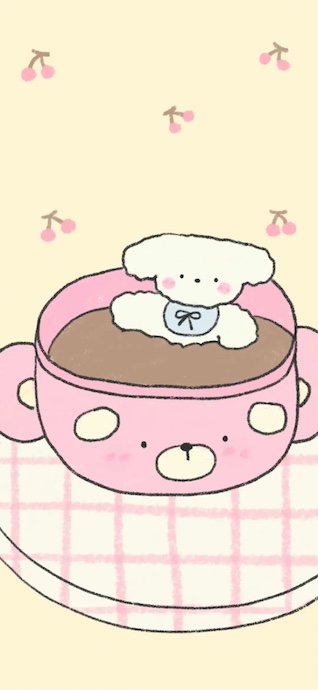 子犬とクマさんカップ - 4K待ち受け・壁紙