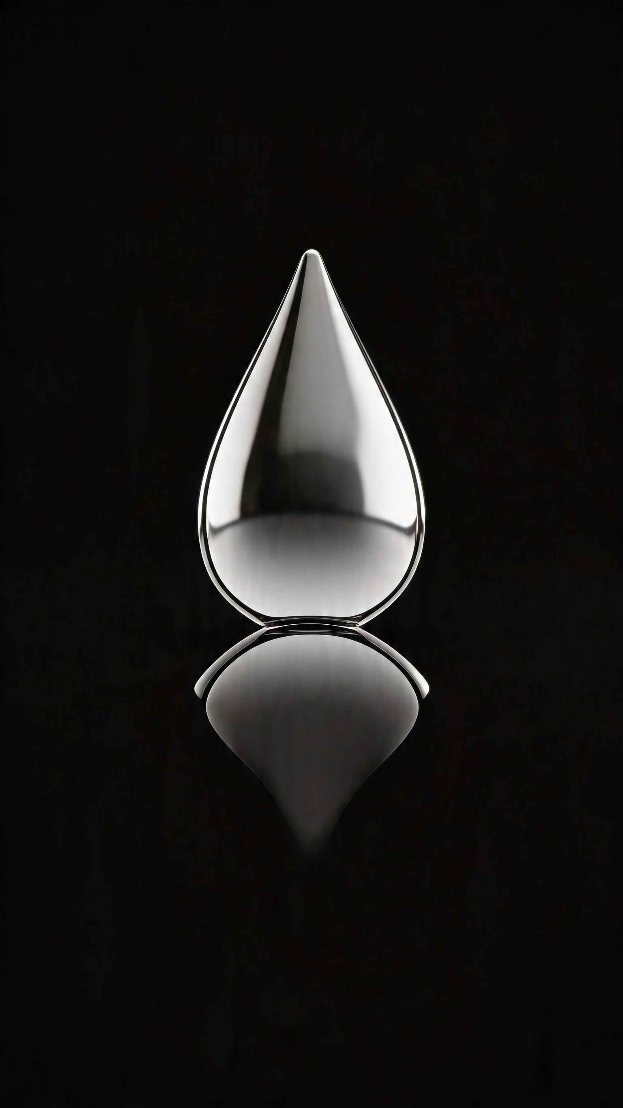 Chrome Teardrop Minimalist - 4K Wallpaper