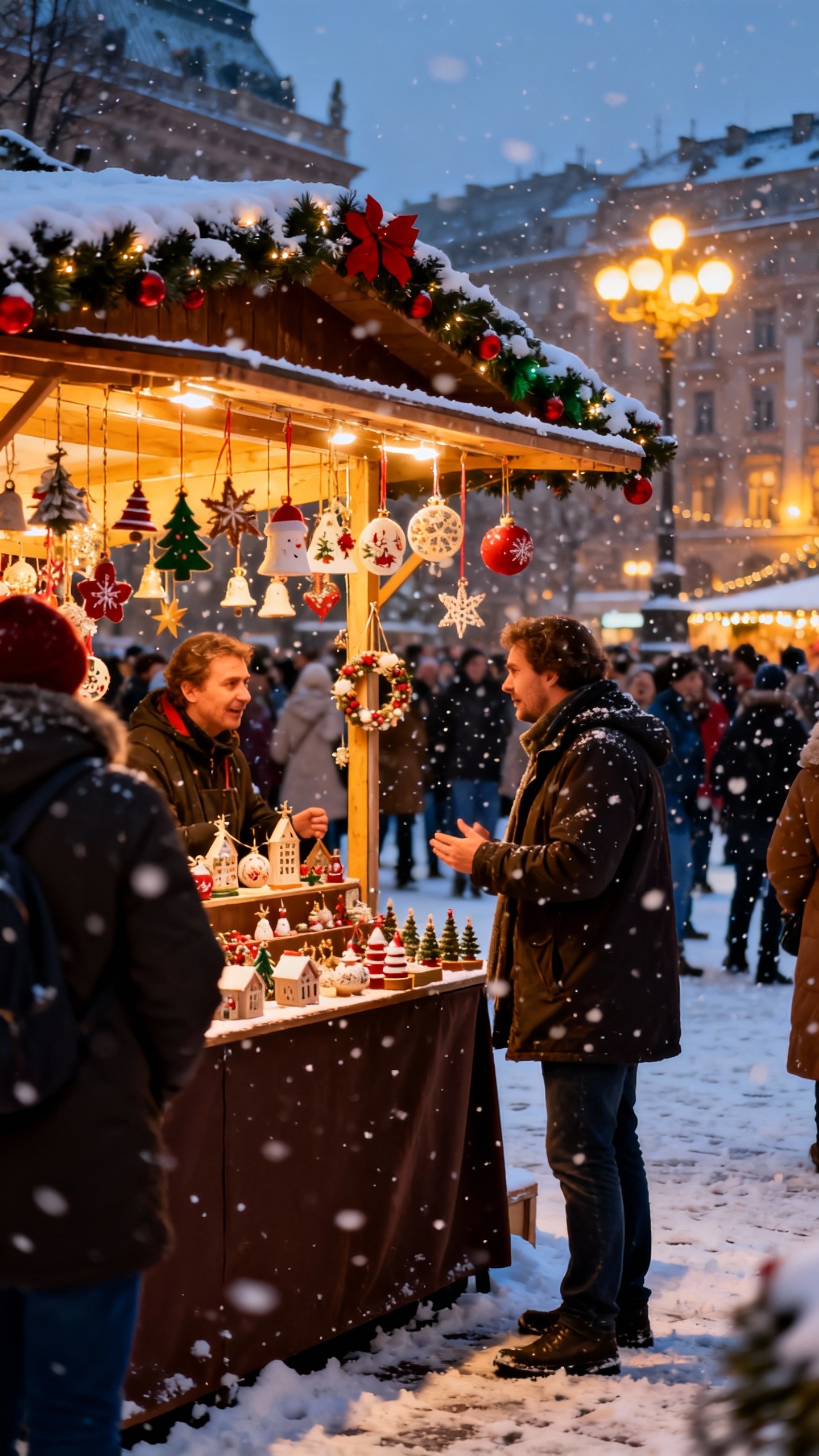 European Christmas Market Winter - 4K Wallpapers