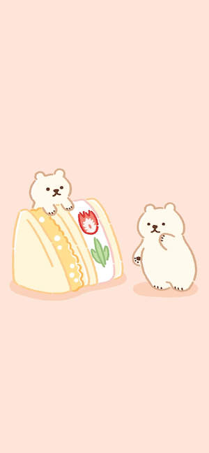 백곰 캐릭터와 과일 산도 - 4K 배경화면