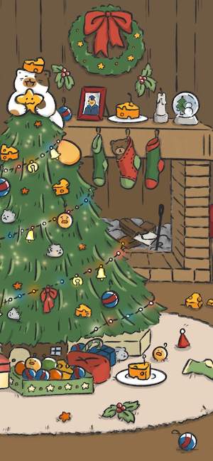 Weihnachts-Katze & Käse - 4K Hintergrundbild