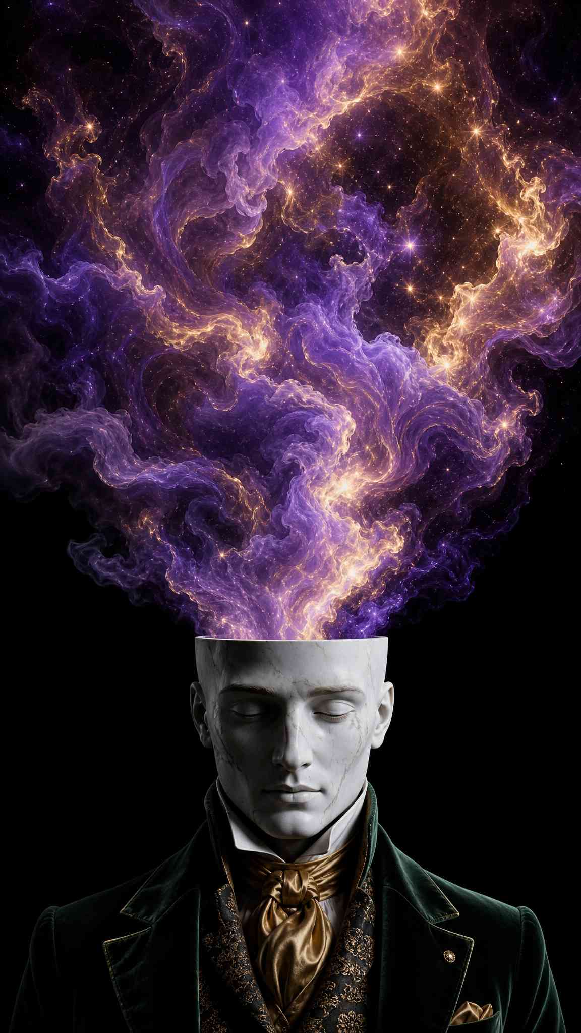 Cosmic Mind Surreal Statue - 4K Wallpaper
