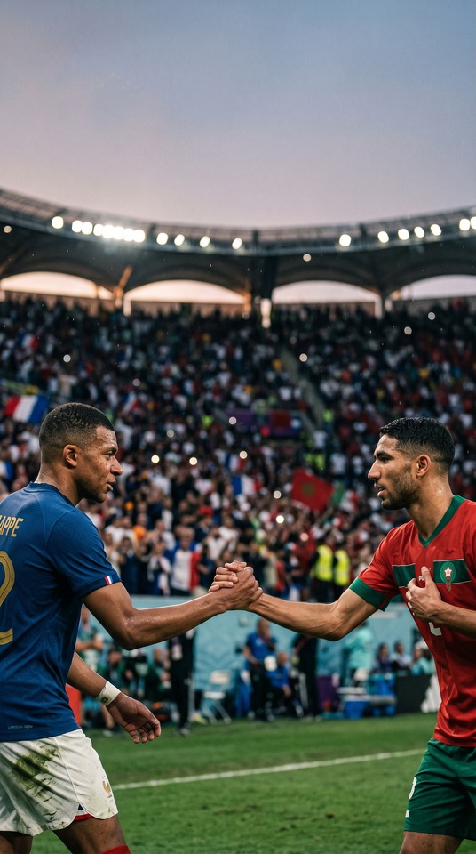 France vs Morocco: Mbappe and Hakimi 4K Wallpaper