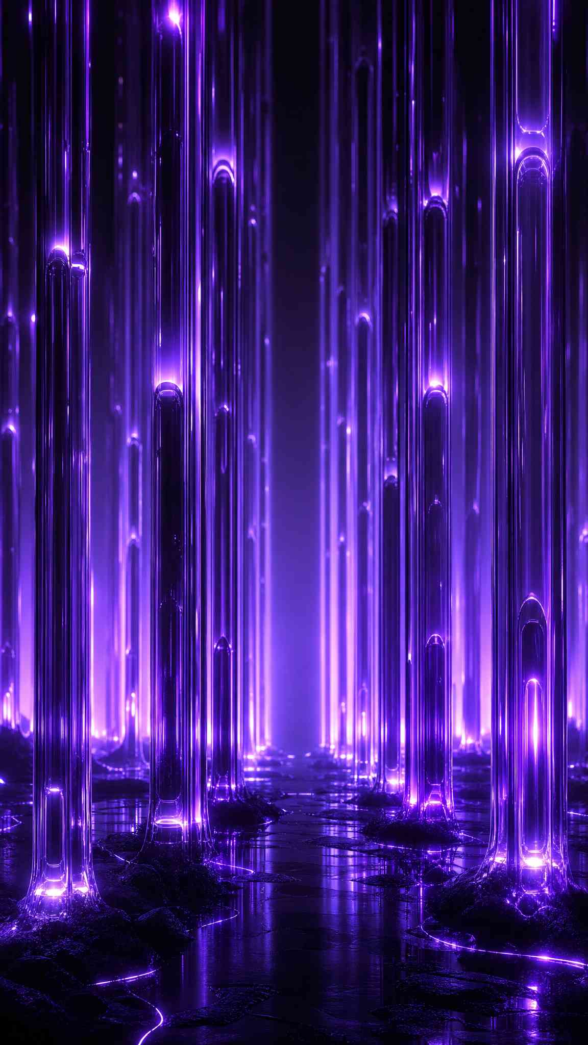 Abstract Purple Neon Glass Pillars - 4K Wallpaper 461771