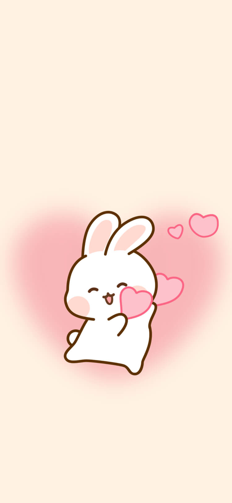 Fond d'Écran Animé Lapin Kawaii & Cœurs Roses