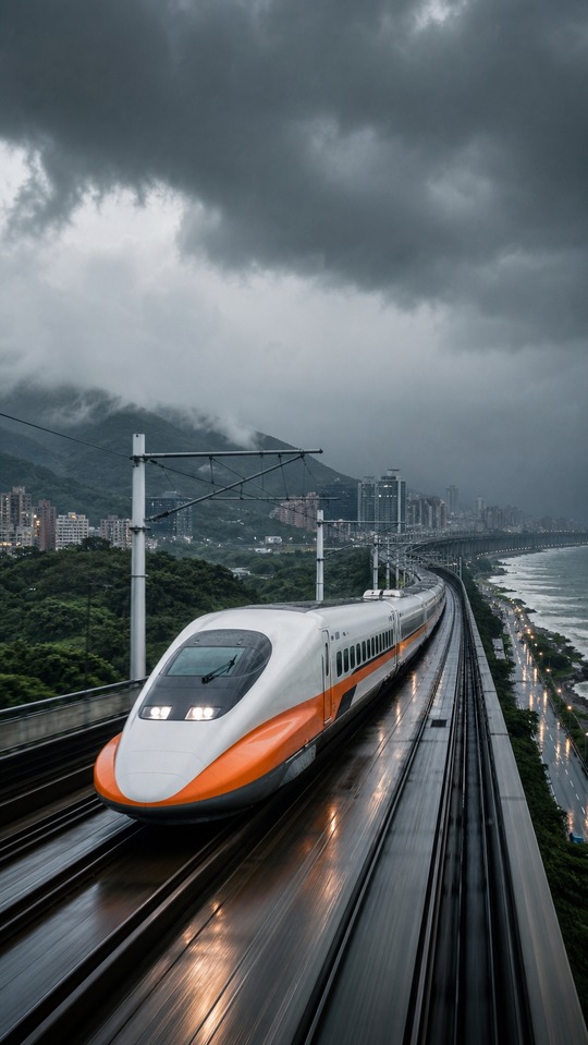 Taiwan High Speed Rail THSR Stormy - 4K Background
