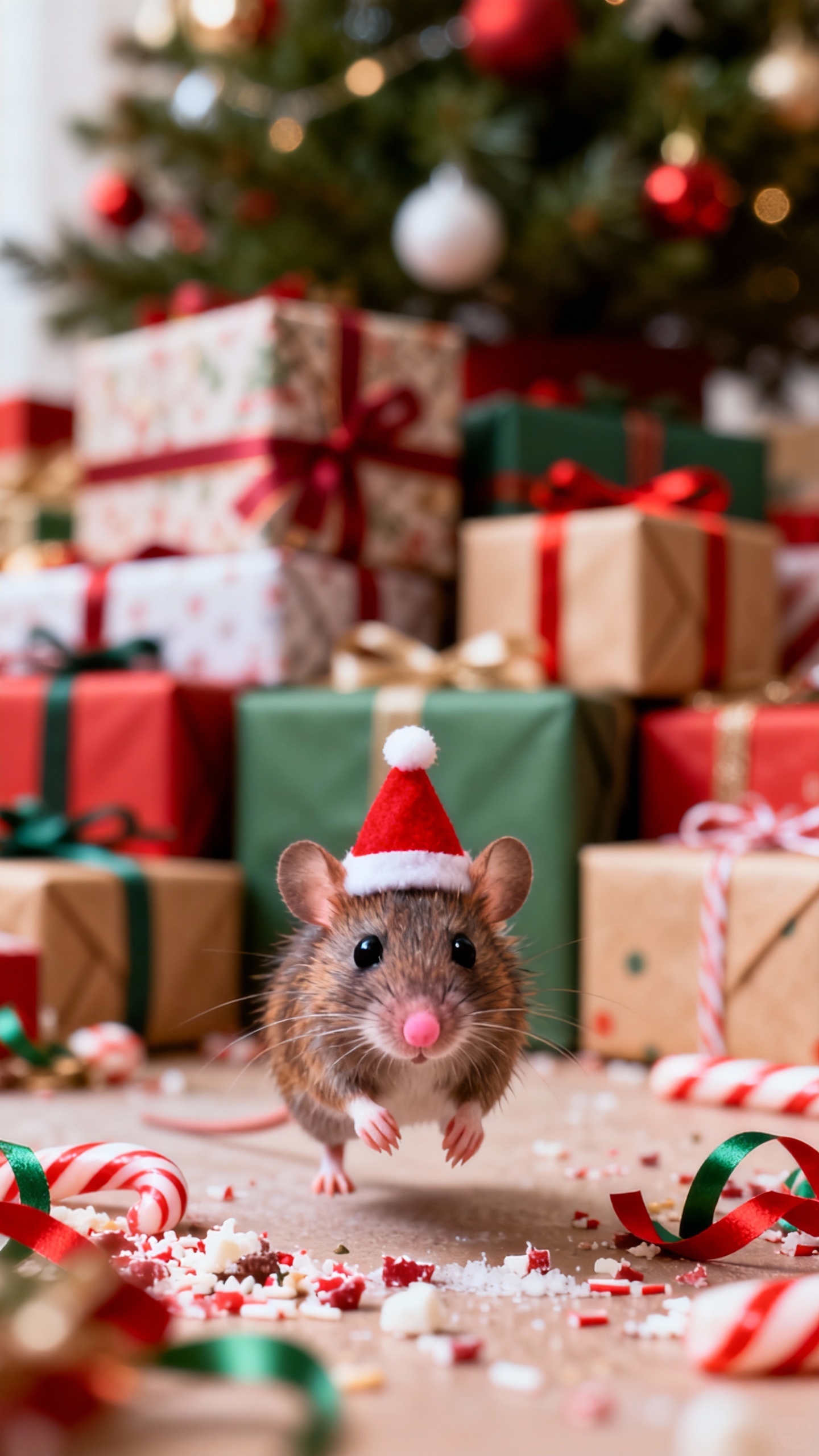 Cute Christmas Santa Mouse - 4K Wallpapers & Lock Screens