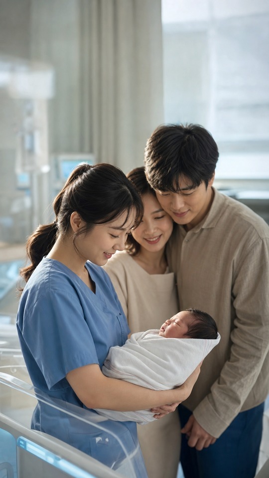 Newborn Baby with Family - 4K Mobile Background