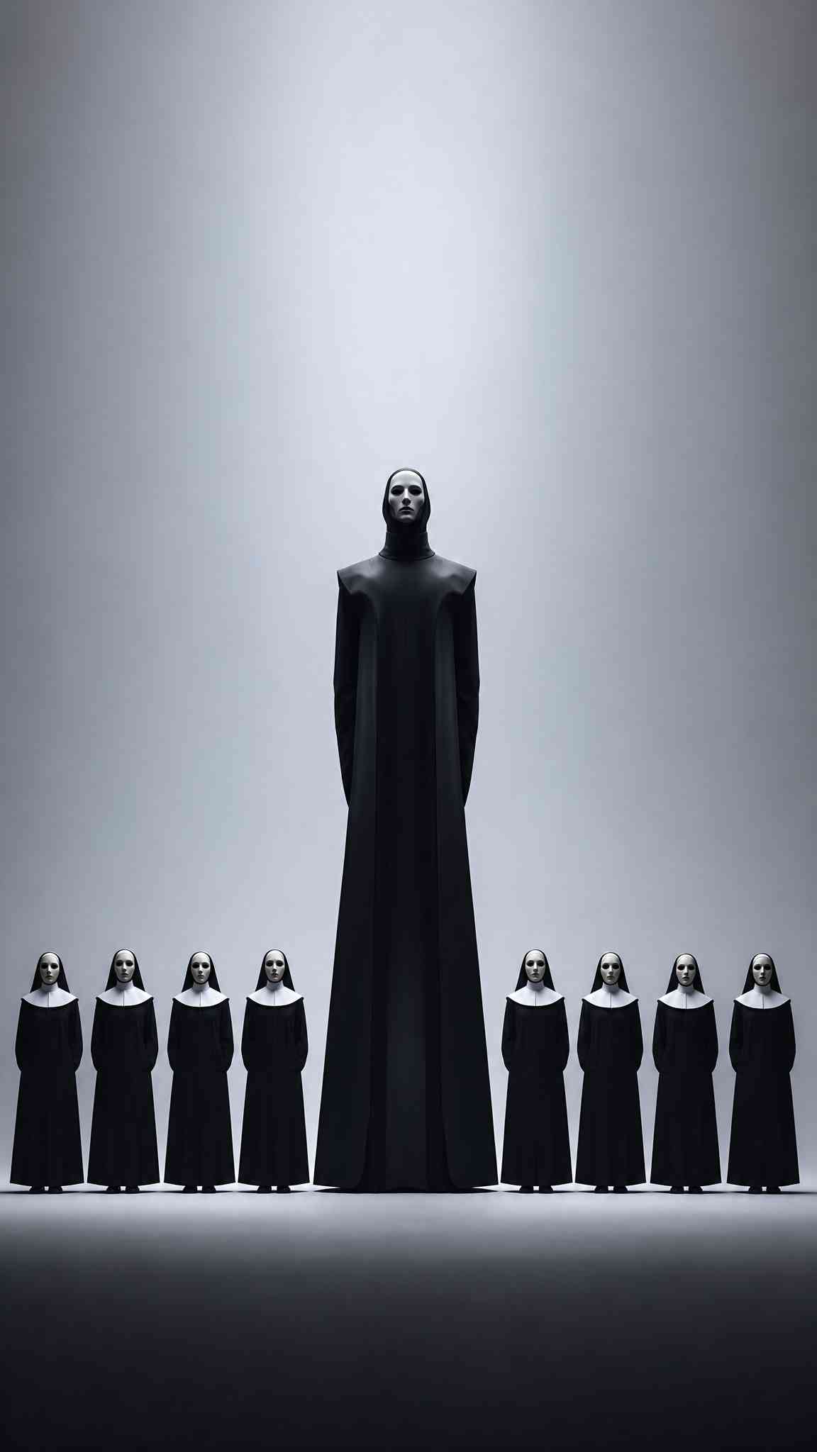 Gothic Masked Nun Minimalist - 4K Wallpaper