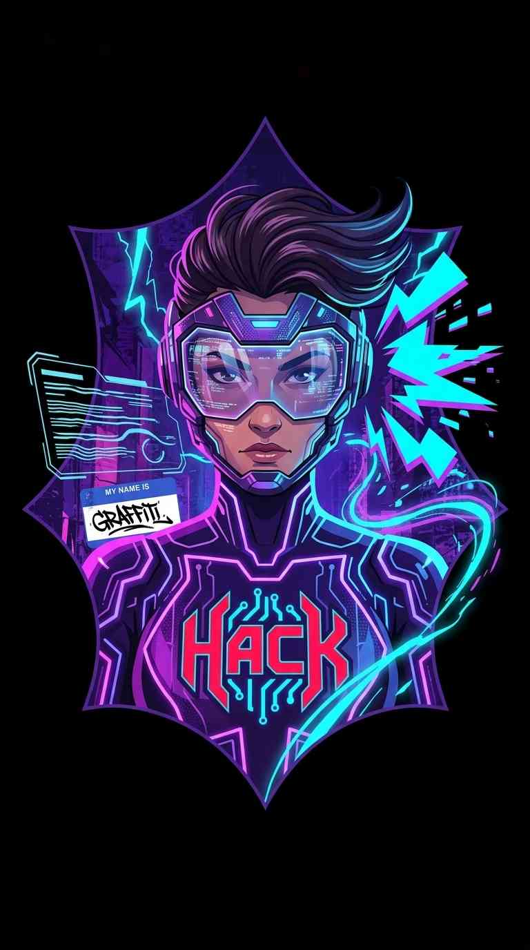 Cyberpunk Hacker Girl - 4K Handy Wallpaper