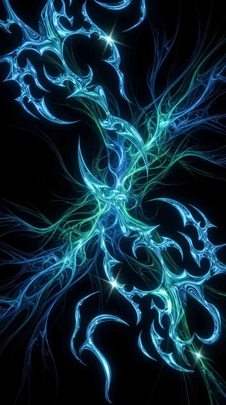 Blaues Fraktal Energie - 4K Handy Wallpaper