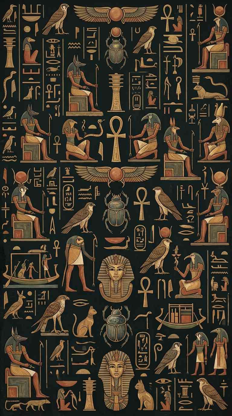 Ancient Egyptian Mythology Pattern - 4K Wallpaper