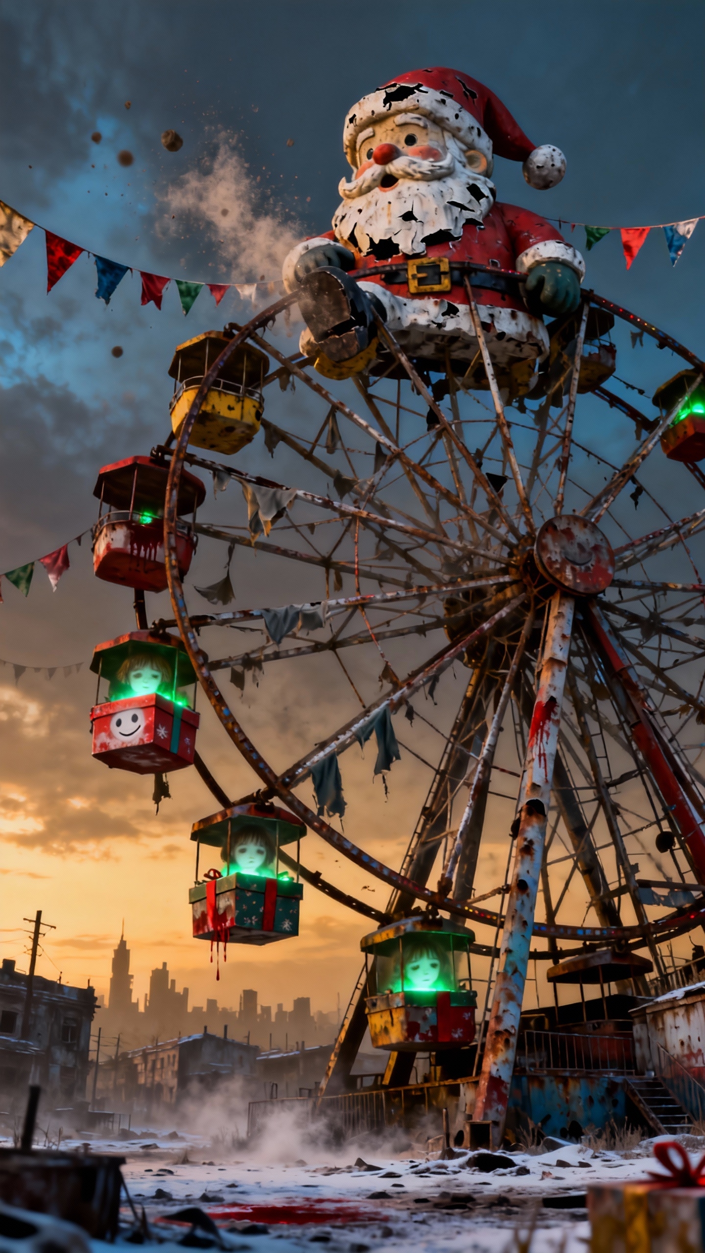 Gruseliges Weihnachts-Riesenrad - 4K Wallpaper
