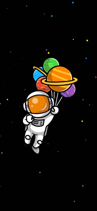 Astronaut & Planeten-Ballons - 4K Handy Wallpaper