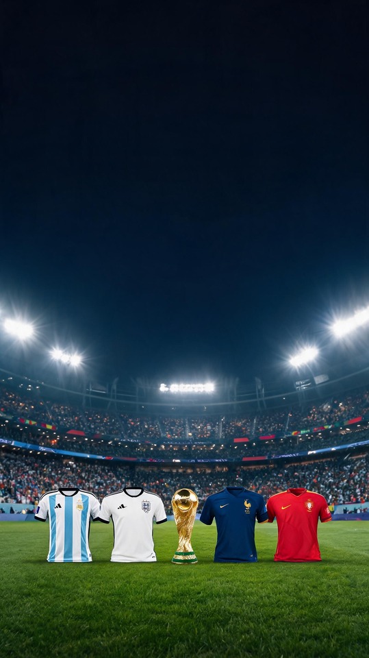 World Cup Football Trophy & Kits - 4K Phone Wallpapers