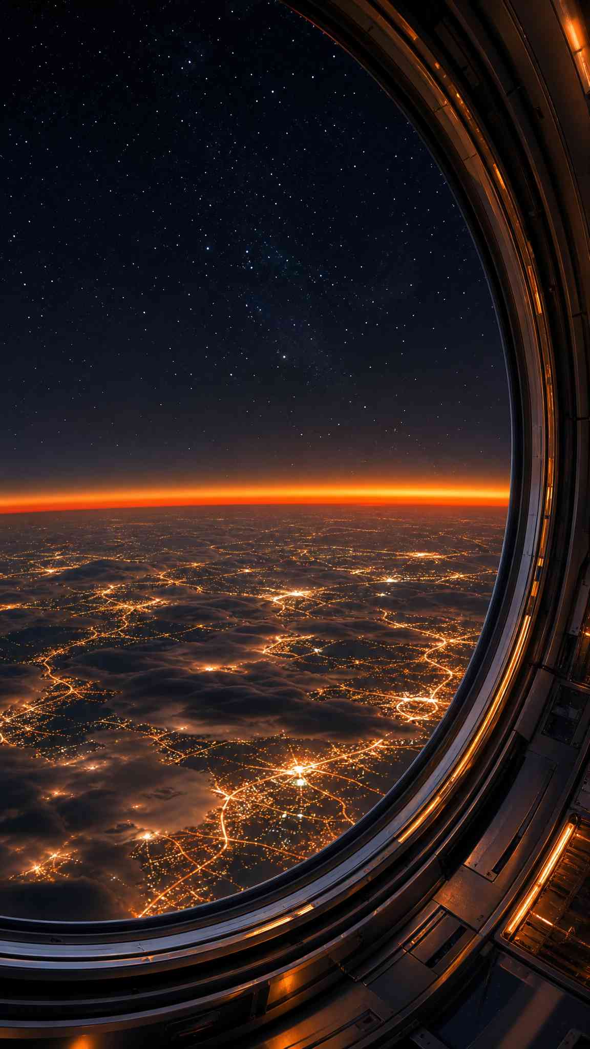 Earth from Space Porthole - 4K Wallpaper