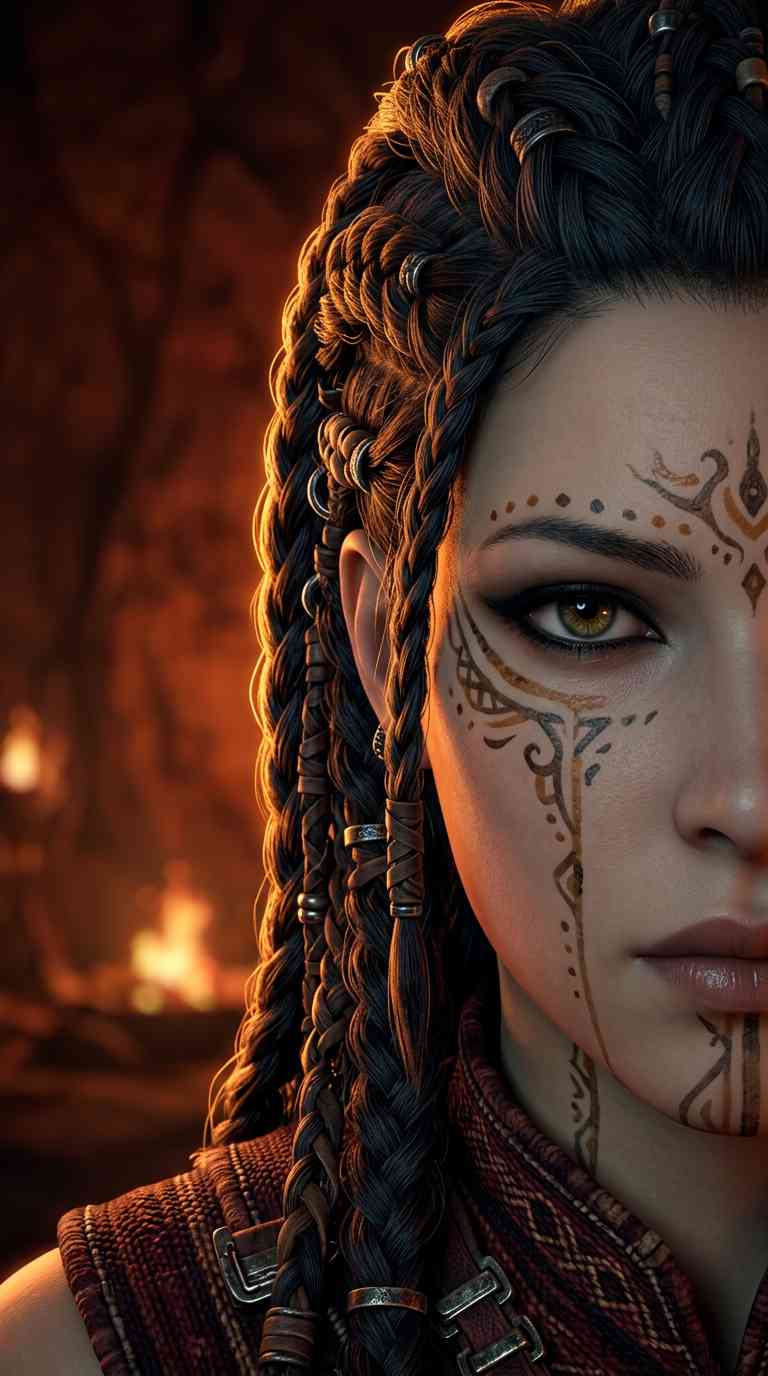 Retrato de Guerrera Tribal - Fondos 4K