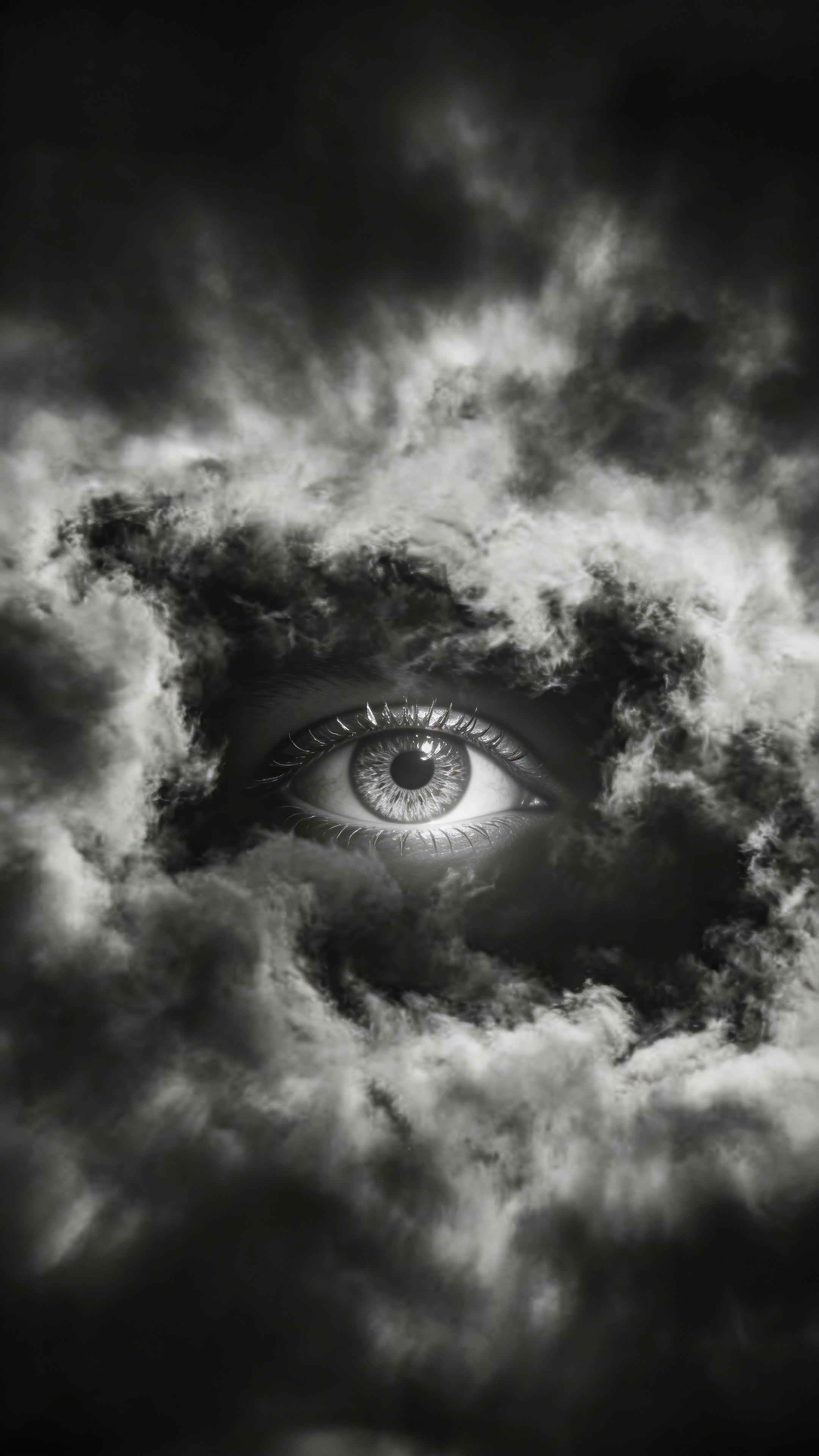 Surreal Eye in Dark Clouds - 4K Mobile Background