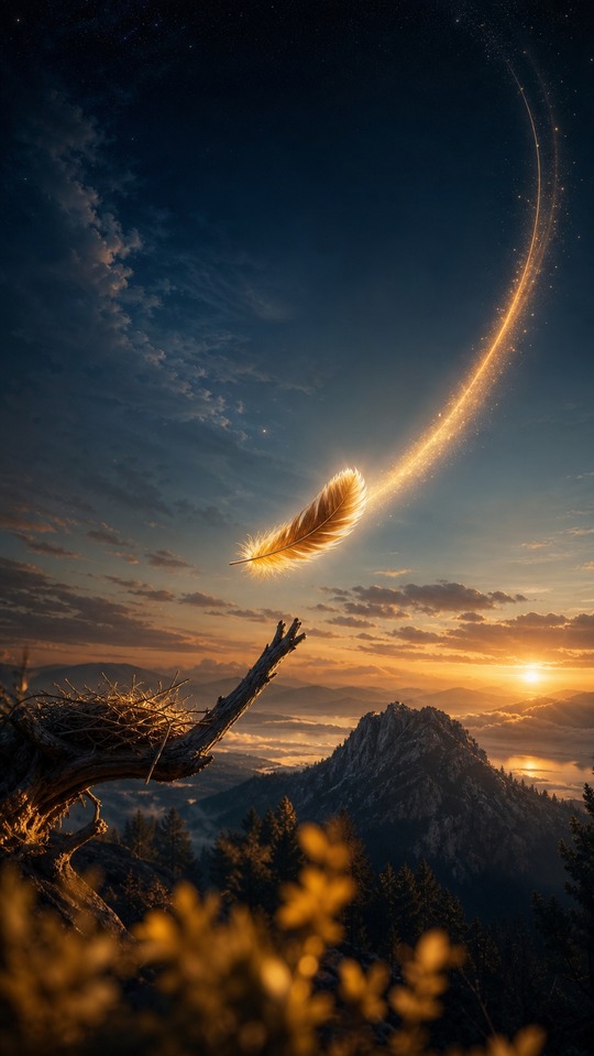 Golden Feather Symbolic Flight - 4K Wallpapers