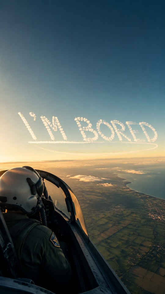 飛行員天空訊息 'I'm Bored' - 4K 高清壁紙