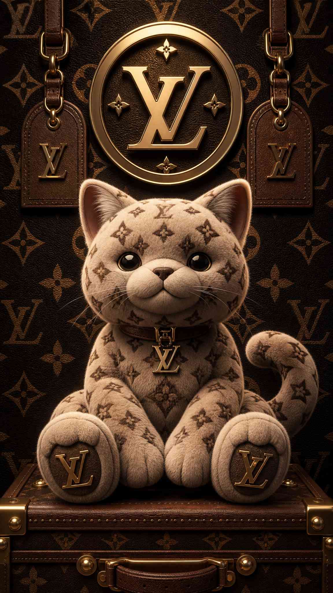 Luxury Monogram Cat 3D - 4K Wallpaper