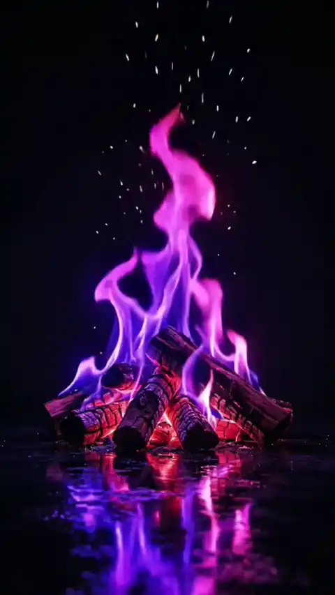 Mystisches Lila Lagerfeuer - Animiertes Wallpaper