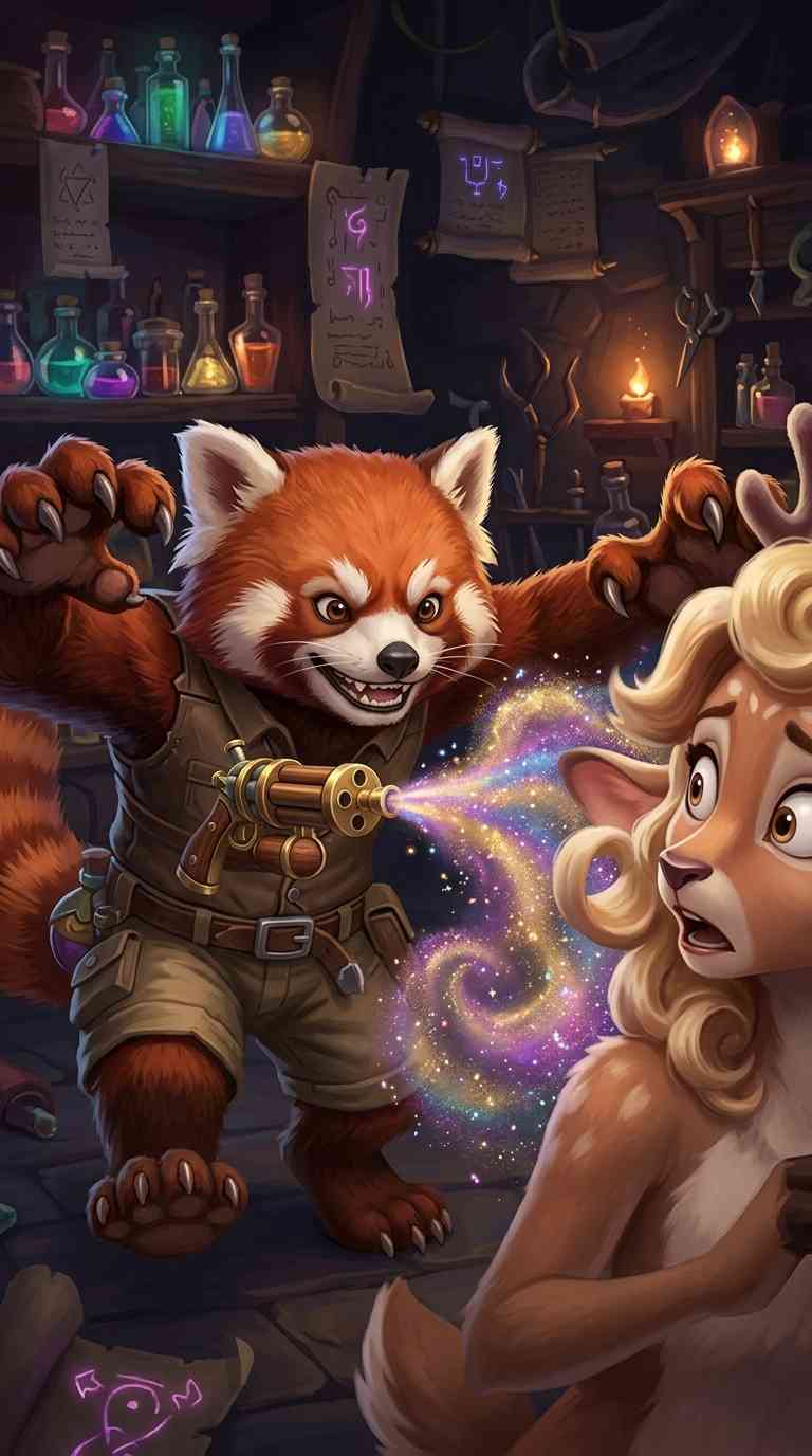 Red Panda Alchemist Magic Spell - 4K Wallpapers