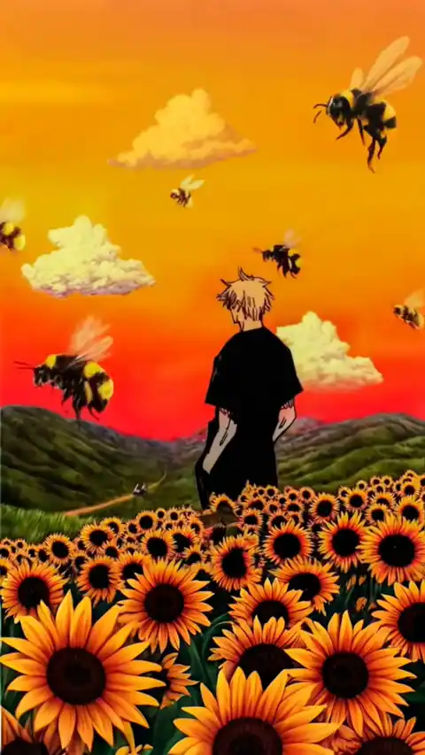 Fond d'Écran Dynamique Gojo Satoru Champ de Tournesols