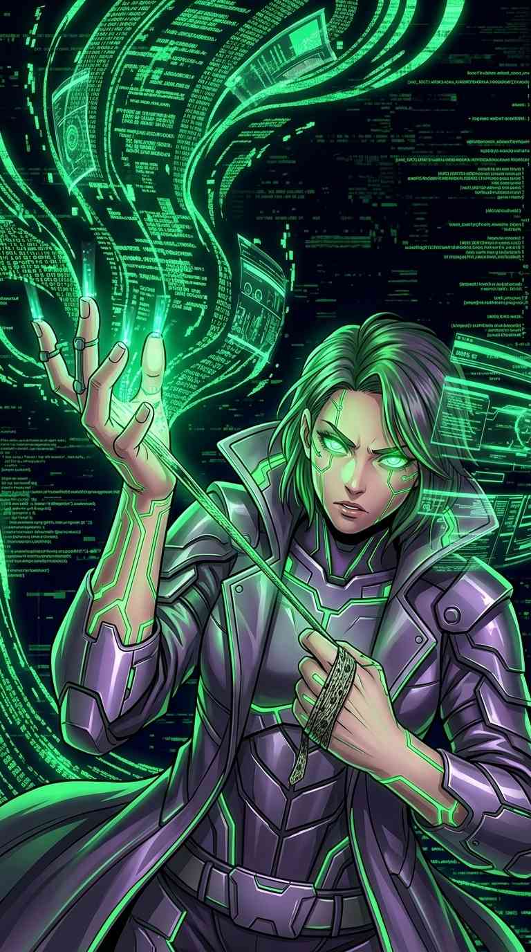 Cyberpunk Hackerin - 4K Handy Wallpaper