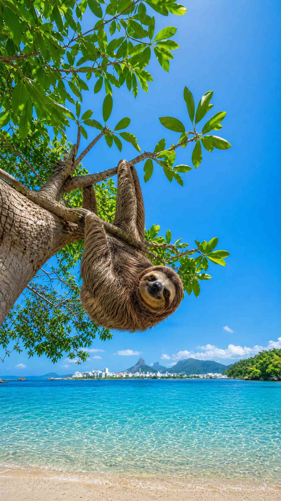 Adorable Smiling Sloth Wallpaper for Your Phone