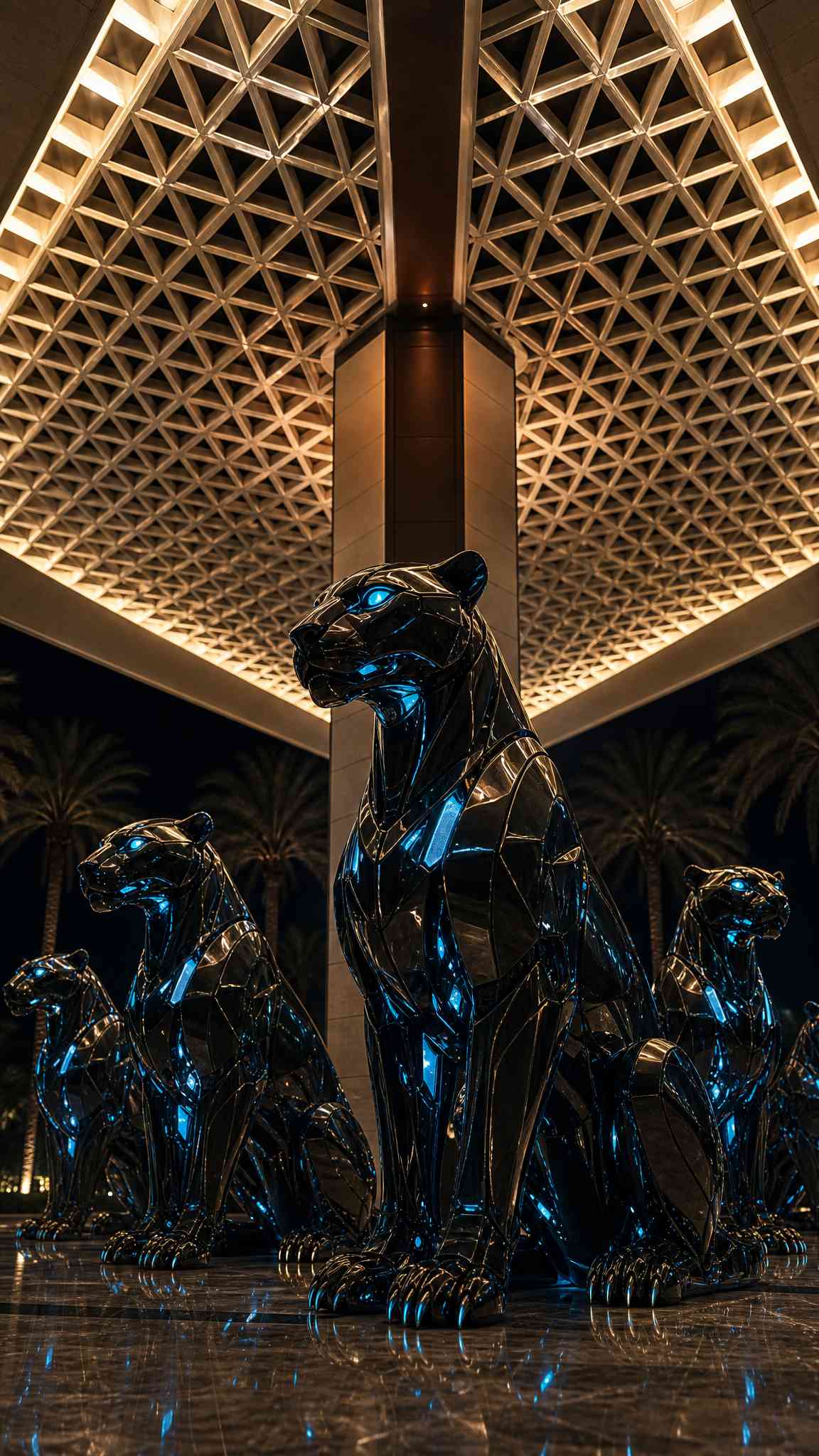 Black Panther Metallic Statue - 4K Wallpaper