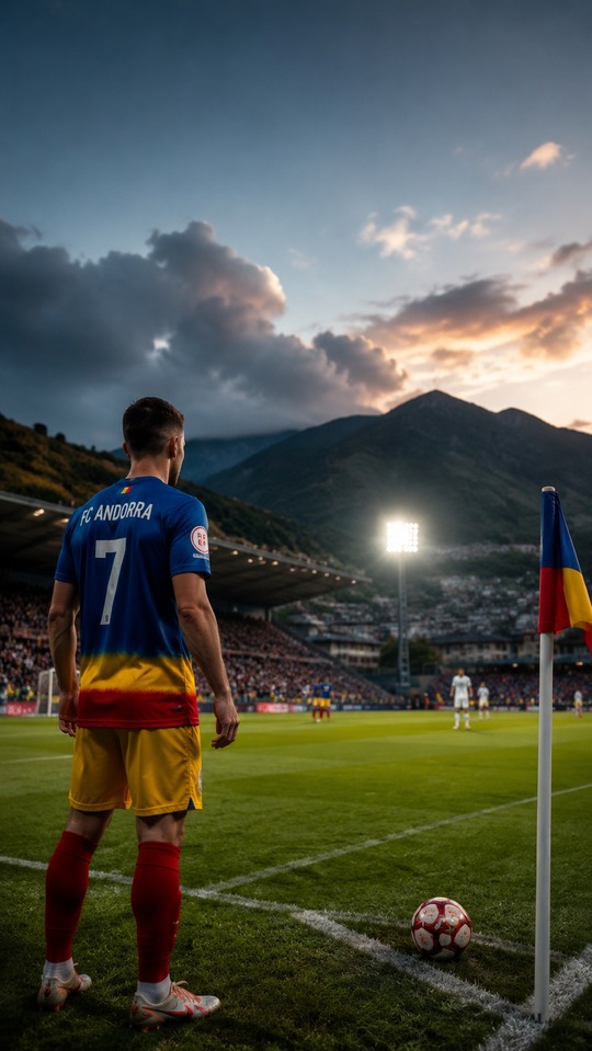 FC Andorra Cinematic Player & Mountain View - 4K Wallpapers