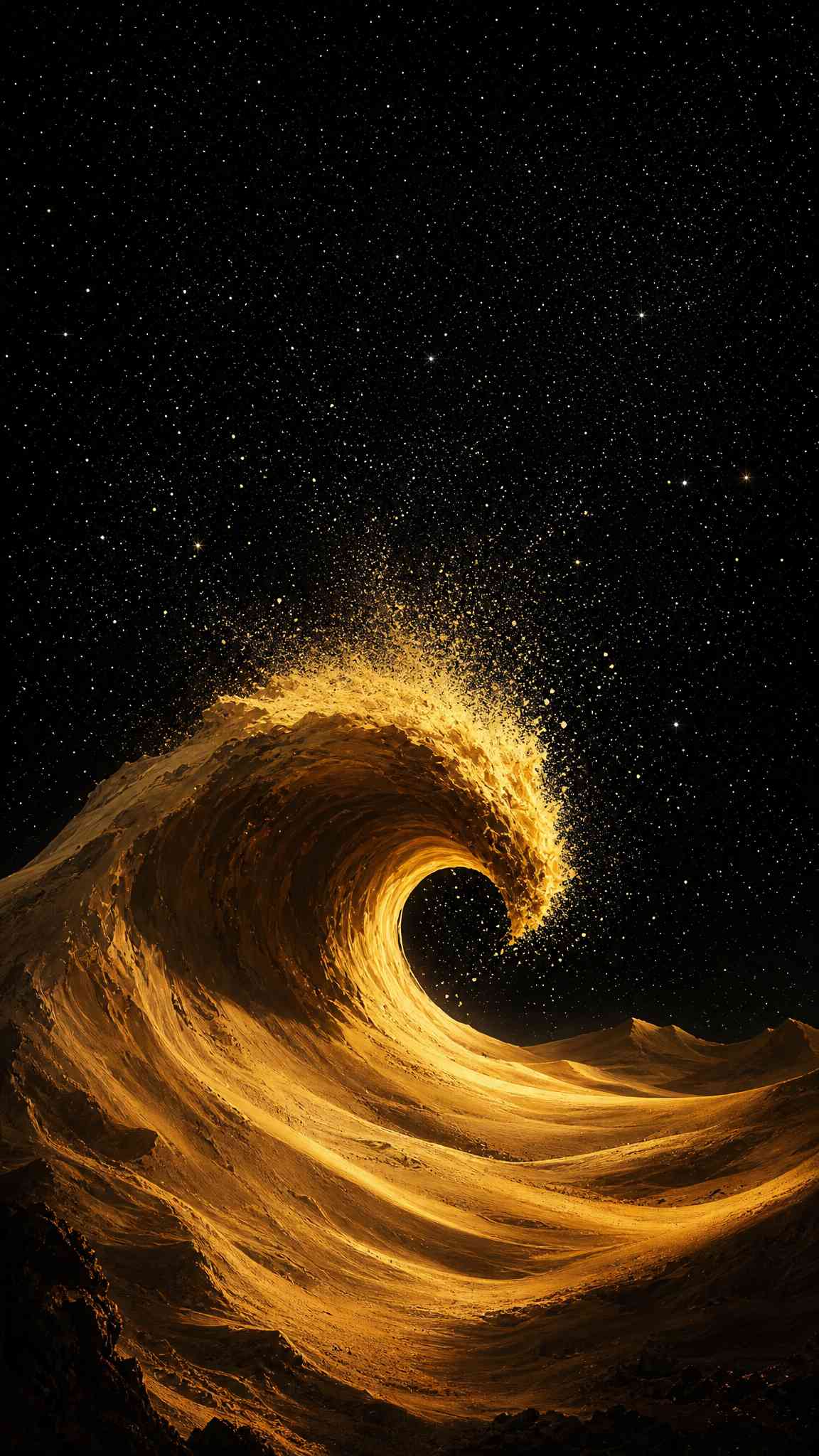 Golden Stardust Wave - 4K Mobile Background