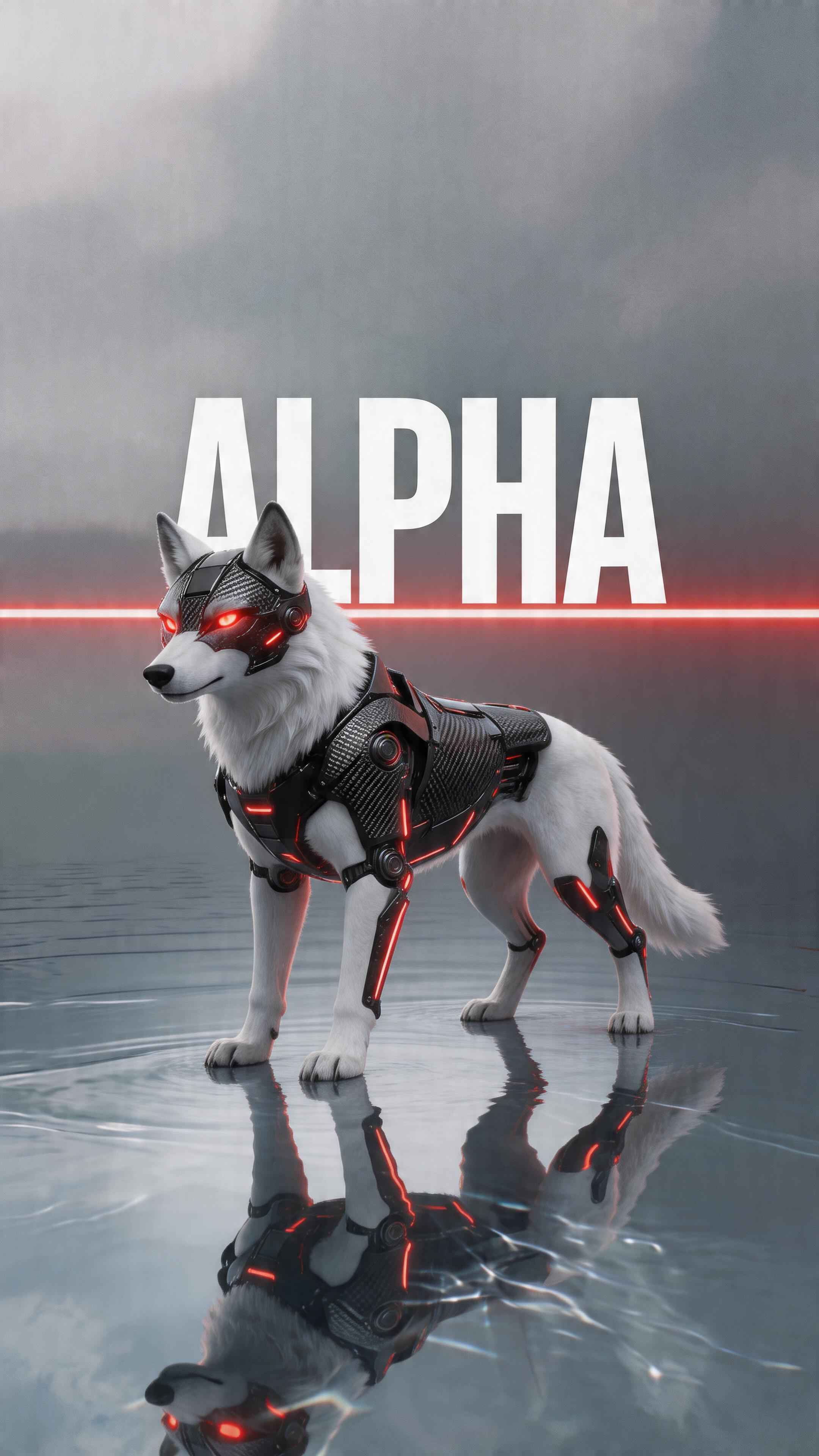 Alpha Cybernetic White Wolf - 4K Background