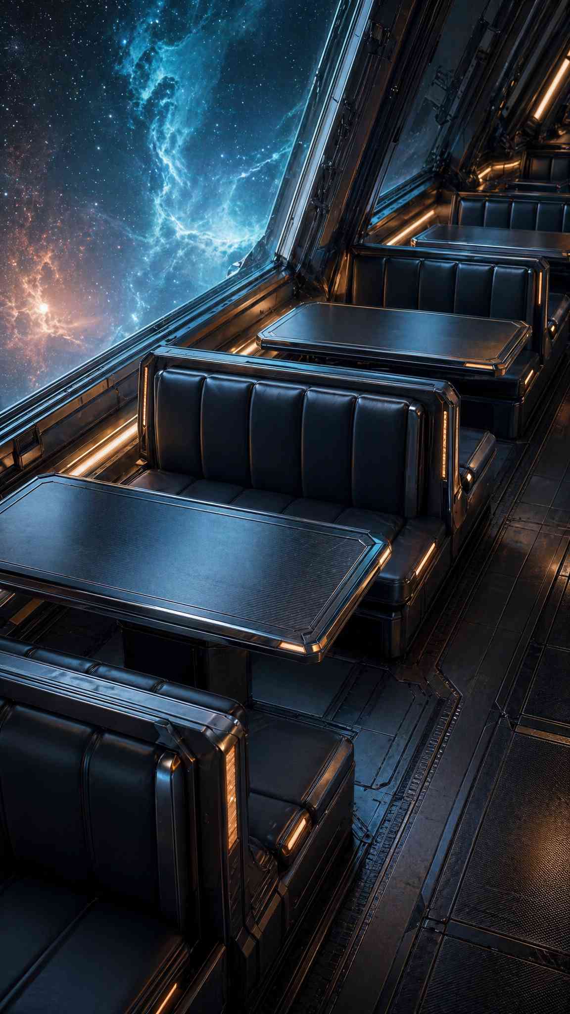 Cosmic Journey: Spaceship Lounge with Nebula View