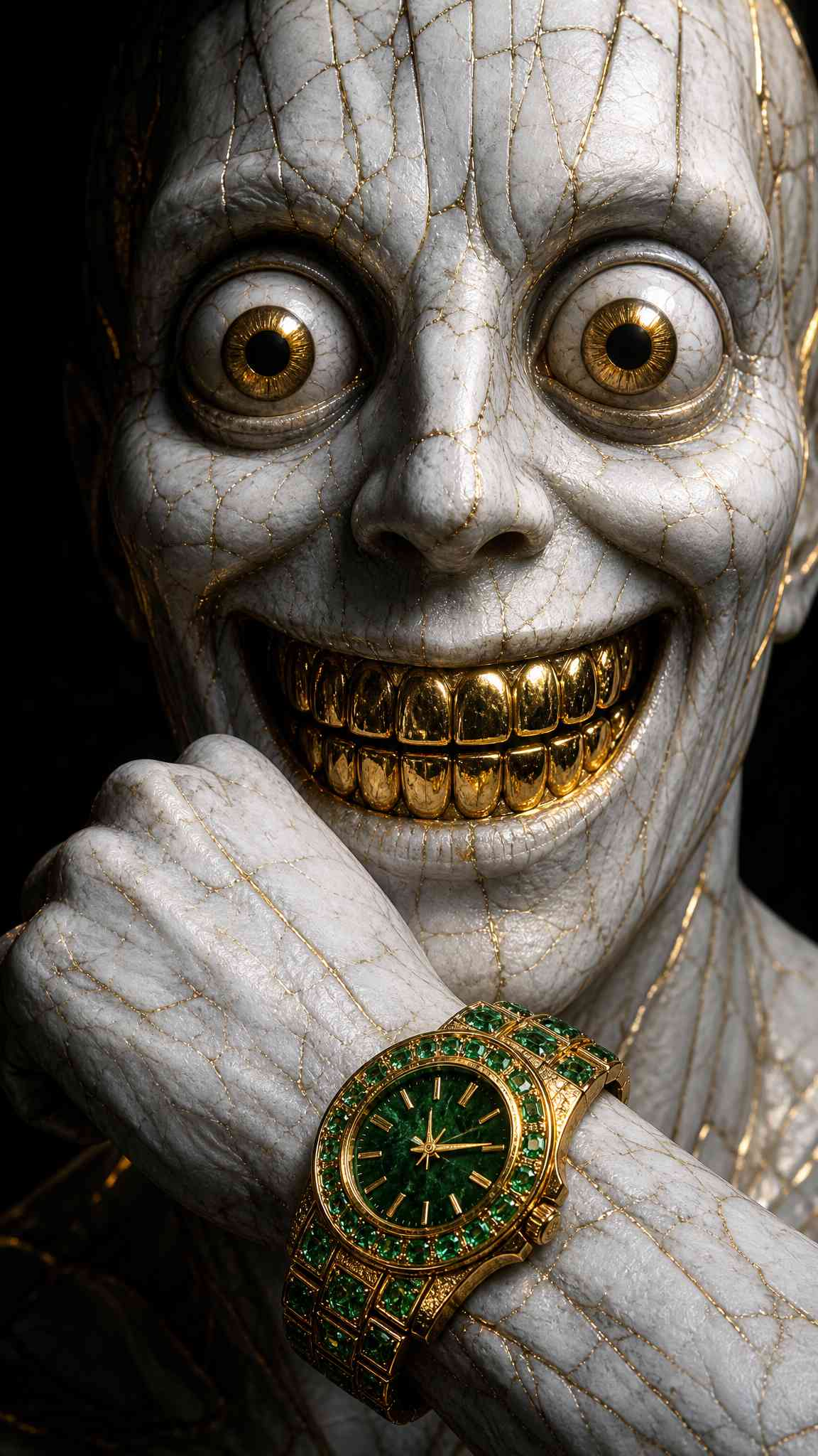 Gold Toothed Surreal Figure - 4K Wallpaper