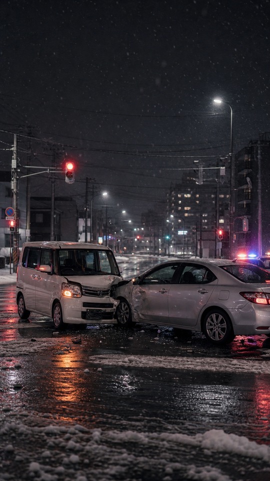 Night Car Collision Scene - 4K Wallpaper