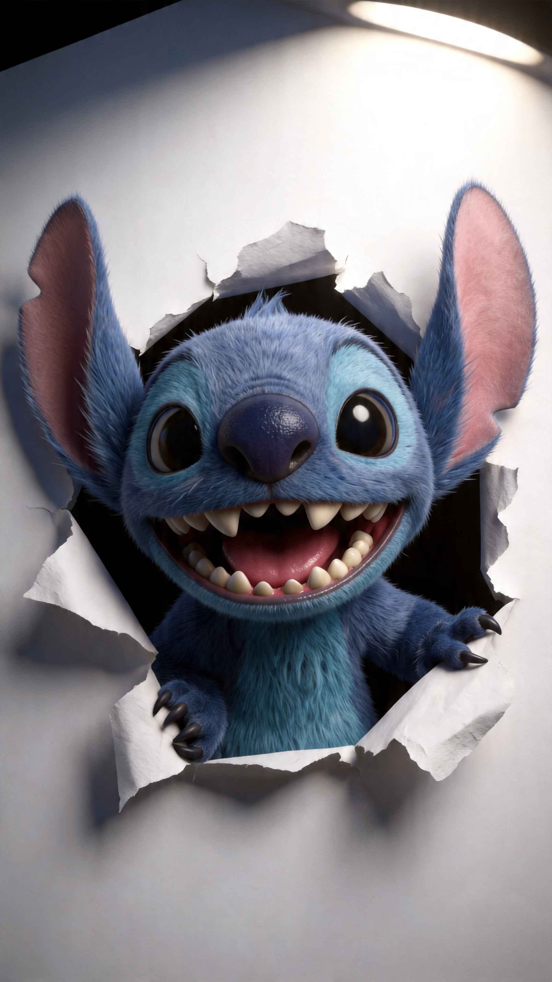 Stitch 3D Fluffy Style - 4K Phone Wallpaper